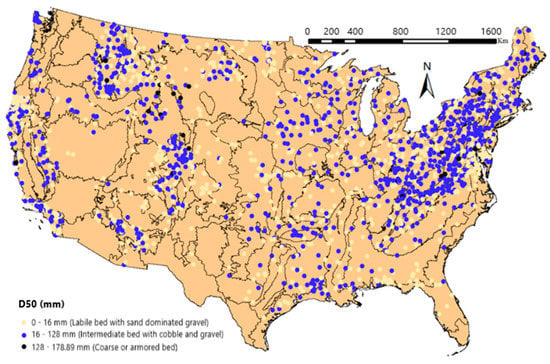 Water | Free Full-Text | Streambed Median Grain Size (D50) across the ...