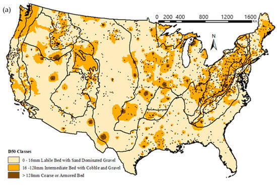 Water | Free Full-Text | Streambed Median Grain Size (D50) across the ...