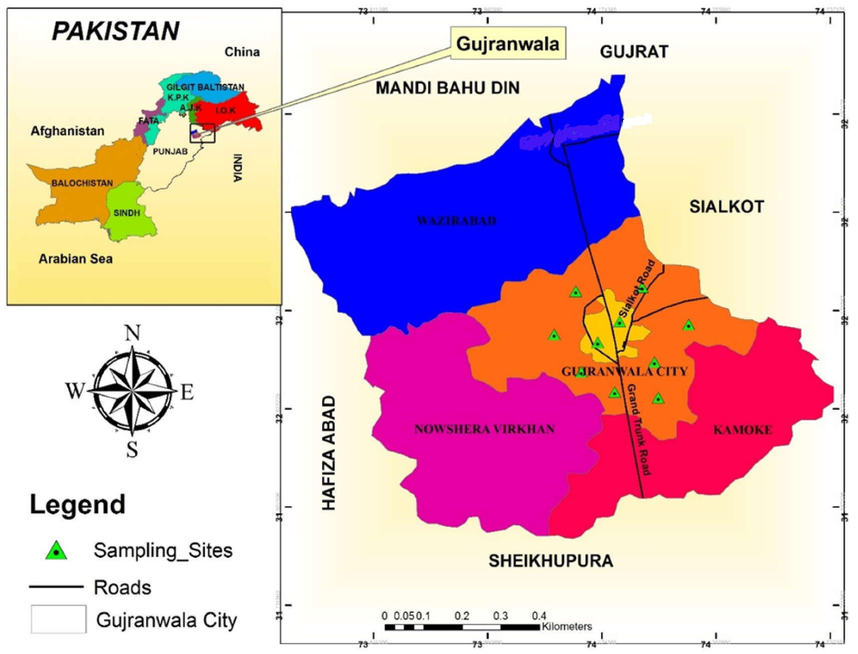 Map of Brass River showing sampling locations